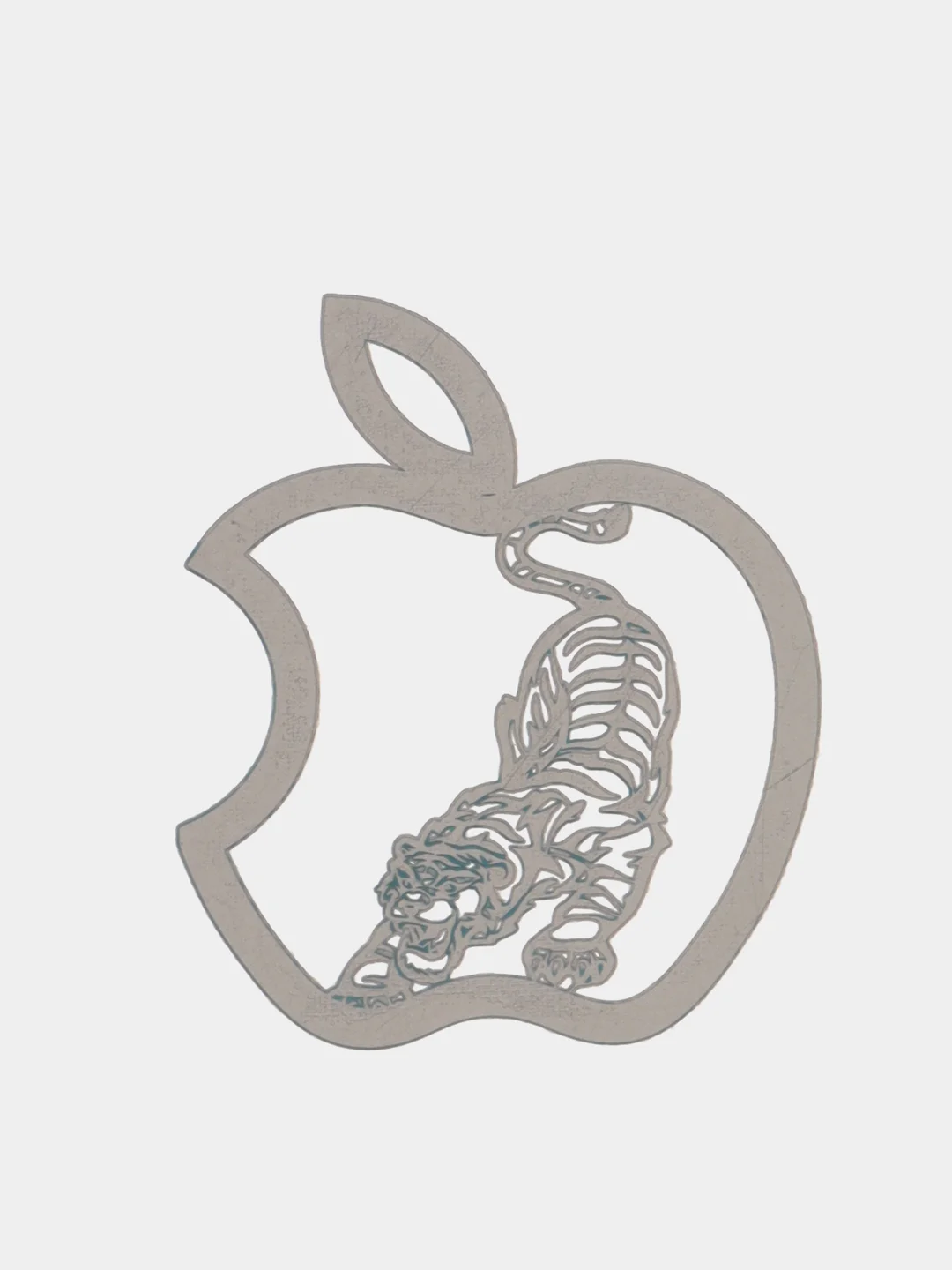 Золотой металлическая наклейка-стикер яблоко "Apple iPhone", тигр на телефон