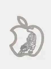 Золотой металлическая наклейка-стикер яблоко "Apple iPhone", тигр на телефон
