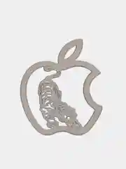 Серебряный металлическая наклейка-стикер яблоко "Apple iPhone", тигр на телефон