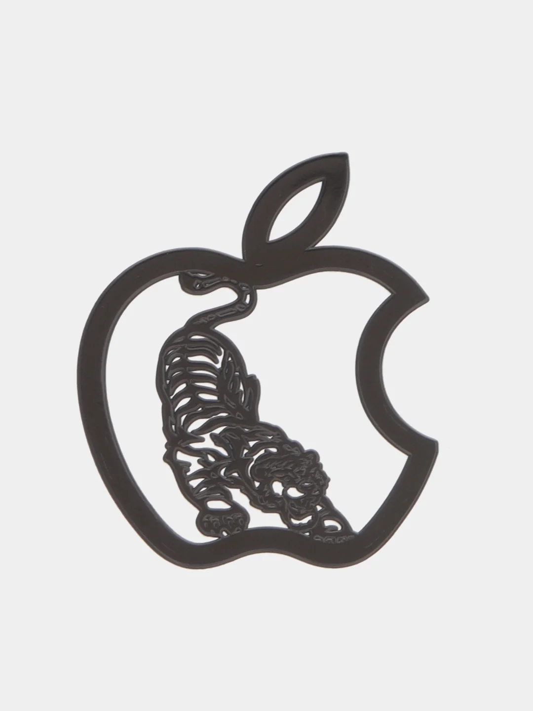 Черный металлическая наклейка-стикер яблоко "Apple iPhone", тигр на телефон