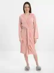 Розовый халат на запах с капюшоном арт. 222