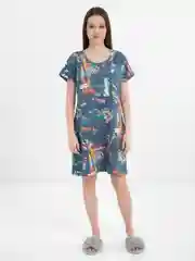 Синий платье женское из хлопка, туника домашняя