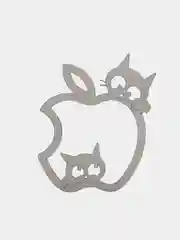 Серебряный металлическая наклейка-стикер яблоко "Apple iPhone", два кота на телефон