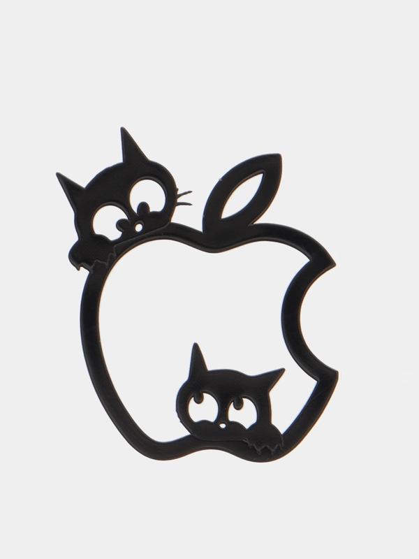 Металлическая наклейка-стикер яблоко "Apple iPhone", два кота на телефон
