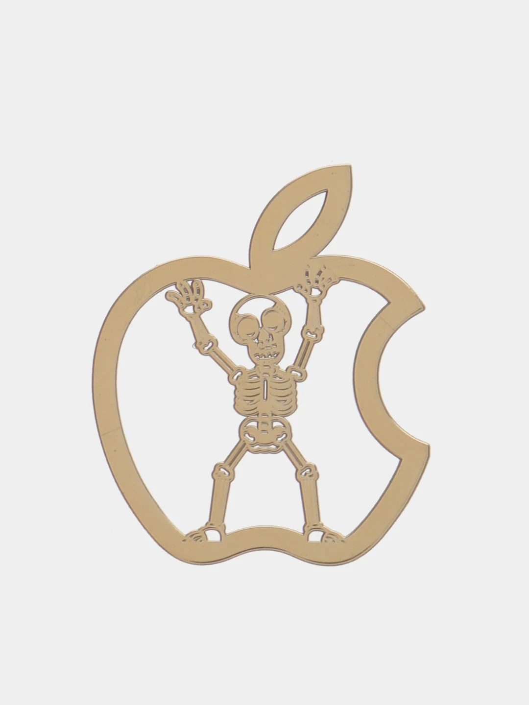 Золотой металлическая наклейка-стикер яблоко "Apple iPhone", скелет на телефон
