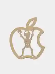 Золотой металлическая наклейка-стикер яблоко "Apple iPhone", скелет на телефон