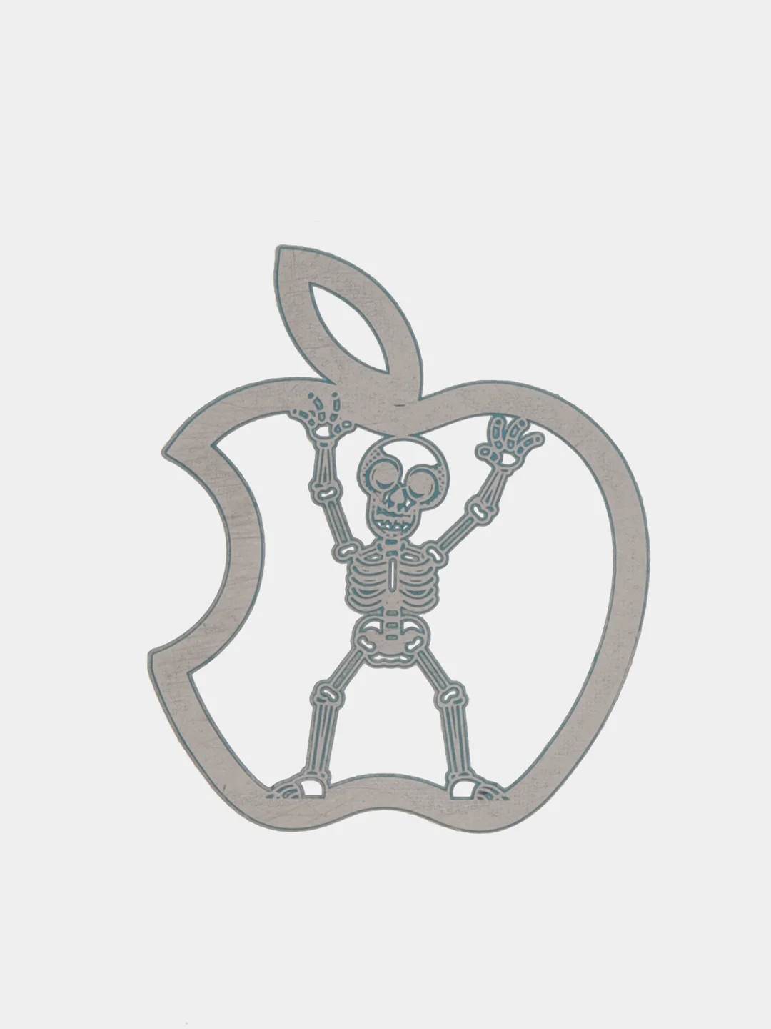 Золотой металлическая наклейка-стикер яблоко "Apple iPhone", скелет на телефон