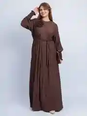 Коричневый платье женское длинное макси с плессировкой