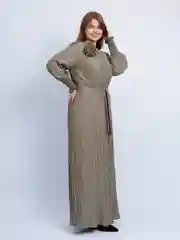 Оливковый платье женское длинное макси с плессировкой