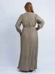 Оливковый платье женское длинное макси с плессировкой