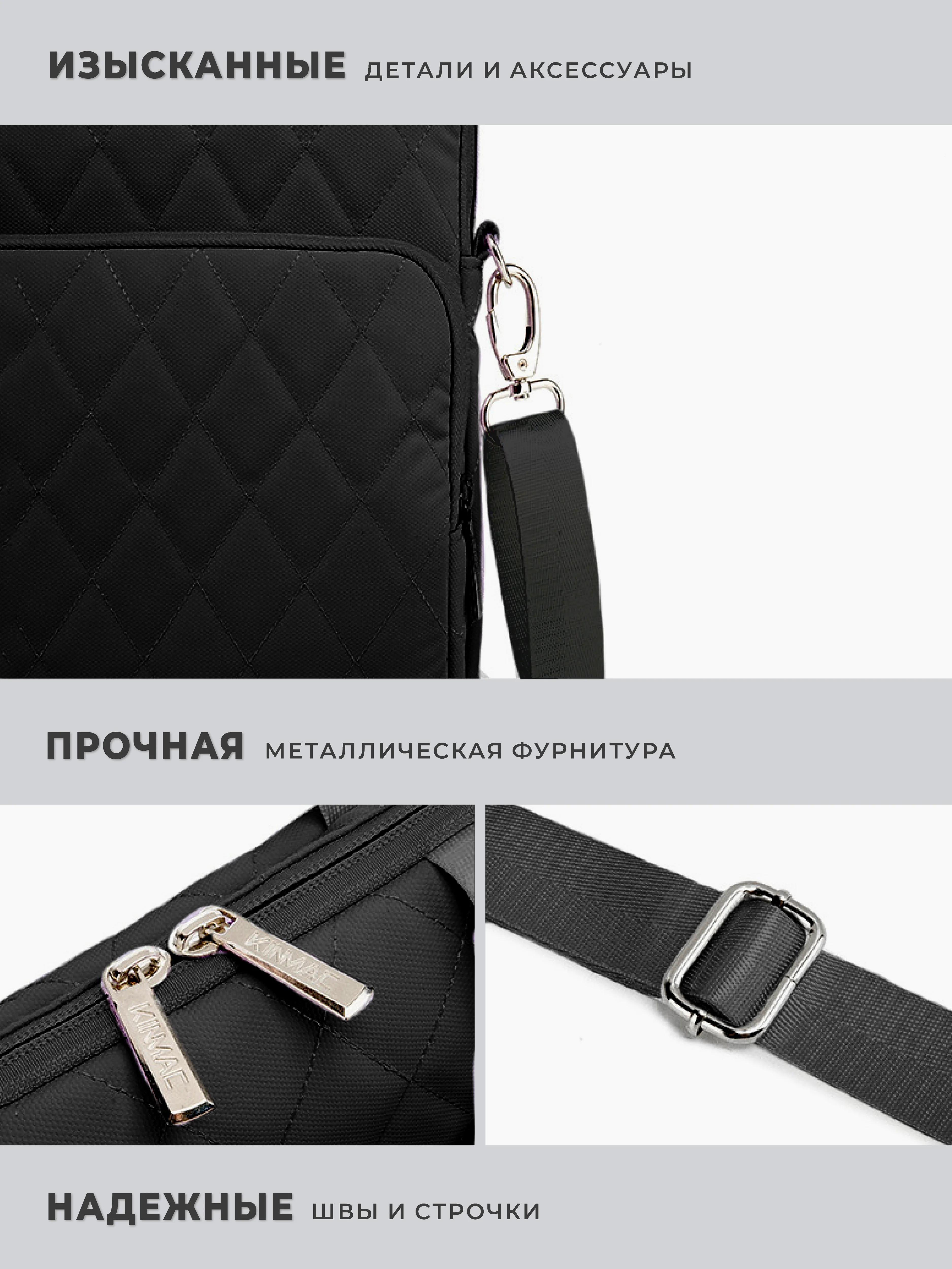Сумка для ноутбука 15.6,16 и 17 дюймов KINMAC с ремнем на плечо и большим карманом спереди