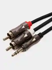 Темно-синий аудио кабель AUX тюльпаны 3.5 мм RCA 2 (папа) - 3.5 Jack (папа), от 1м и до 20м