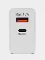 Белый сетевое зарядное устройство Samsung Power Adapter, USB-A (15W)+ Type-C (35W)