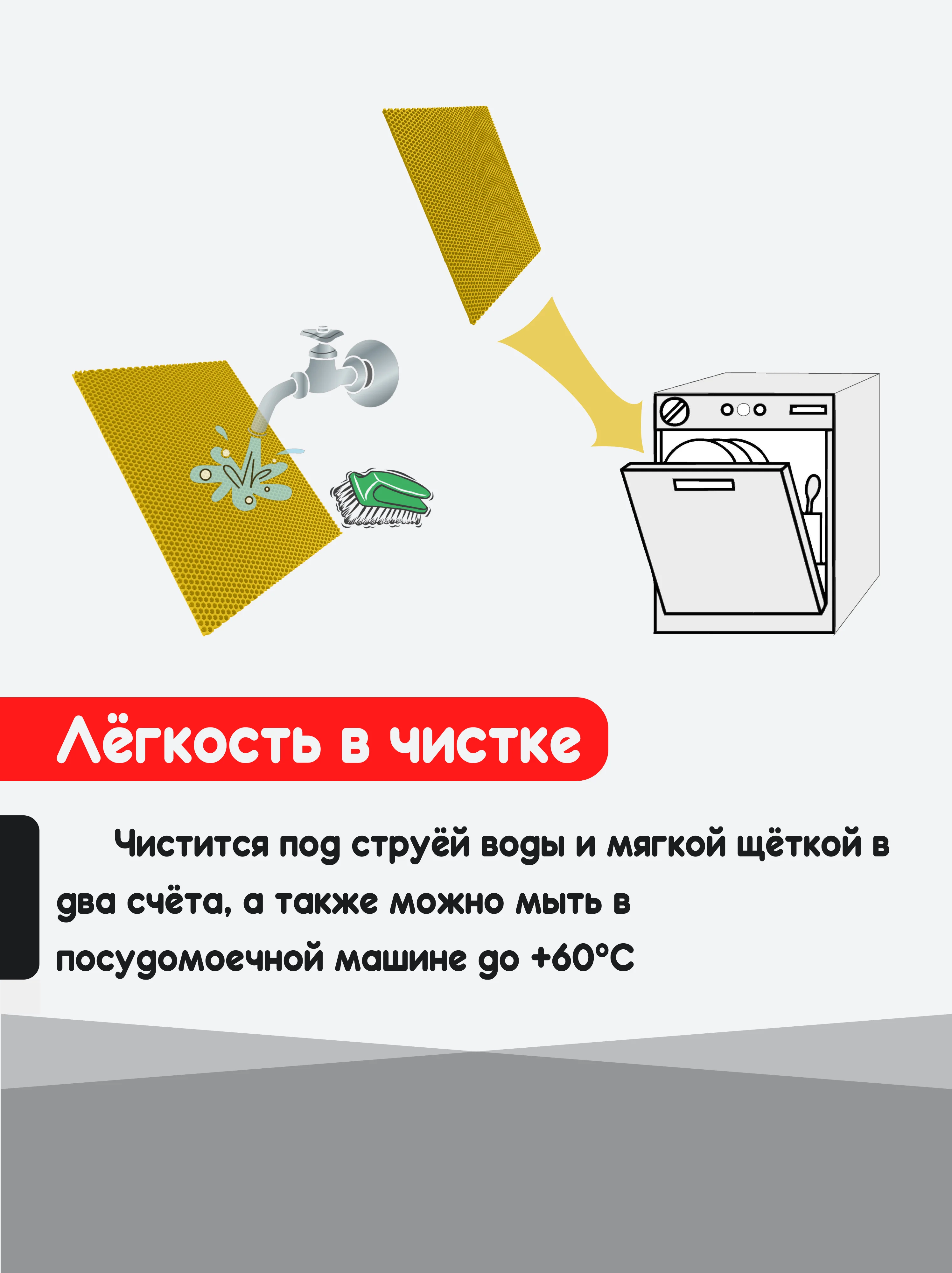 Желтый нано коврик для сушки посуды, эва, для кухни, быстросохнущий, непромокаемый, 50 х 35 см