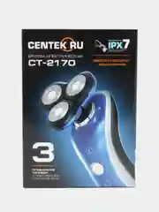 Электробритва Centek CT-2170, 3 Вт, роторная, 3 плавающие головки, черно-голубая