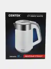 Чайник электрический Centek CT-0023, пластик, колба металл, 2 л, 2000 Вт, белый