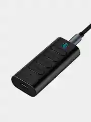 Черный bluetooth адаптер в машину, блютуз приемник с микрофоном