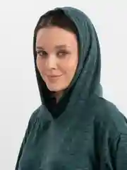 Зеленый женский теплый костюм ангора, с капюшоном