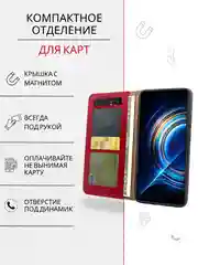 Темно-синий чехол книжка с картхолдером на Tecno Spark 10 Pro (Текно Спарк 10 Про)