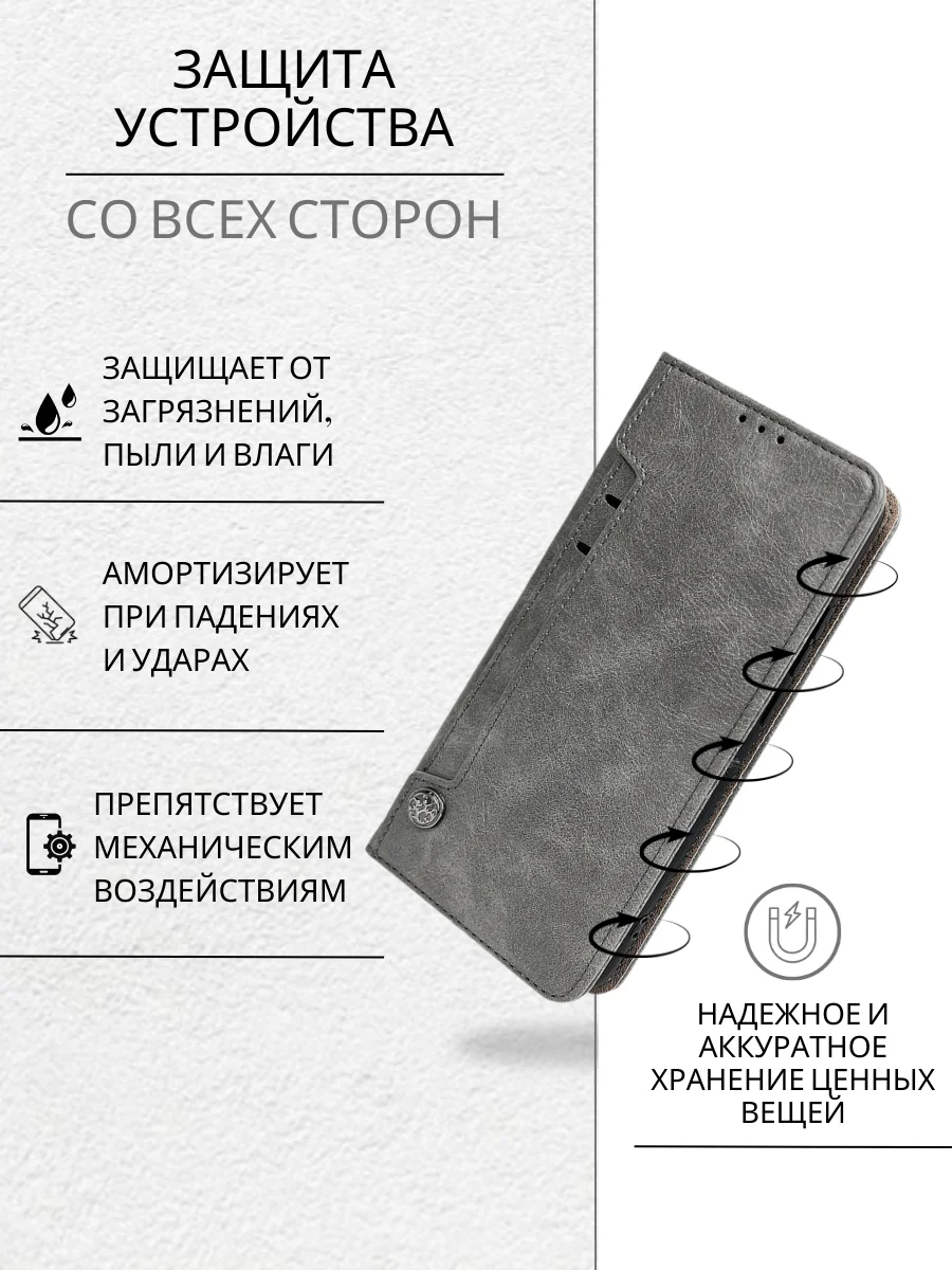 Темно-синий чехол книжка с картхолдером на Tecno Spark 10 Pro (Текно Спарк 10 Про)