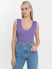 Фиолетовый топ женский, майка лапша в рубчик