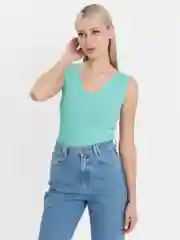 Мятный топ женский, майка лапша в рубчик