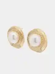 Желтый сеьги гвоздики с искусственным жемчугом в стиле Oldmoney