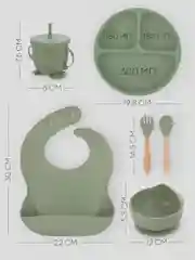 Синий 6 в 1, силиконовый набор детской посуды КАРТОФАН, тарелка, кружка, слюнявчик для кормления