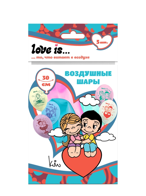 Воздушные шарики "Love is..." 30 см, 5 шт