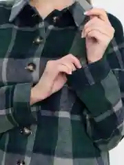 Зеленый женская рубашка в клетку