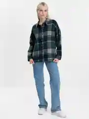 Зеленый женская рубашка в клетку