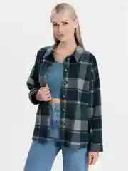 Зеленый женская рубашка в клетку