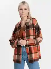 Оранжевый женская рубашка в клетку