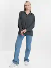 TrendD / Рубашка базовая серая Unisex прямая c длинным рукавом