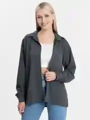 TrendD / Рубашка базовая серая Unisex прямая c длинным рукавом