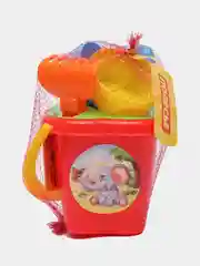 Вишнёвый набор для песочницы, грабельки, лопатка, ведерко, формочки