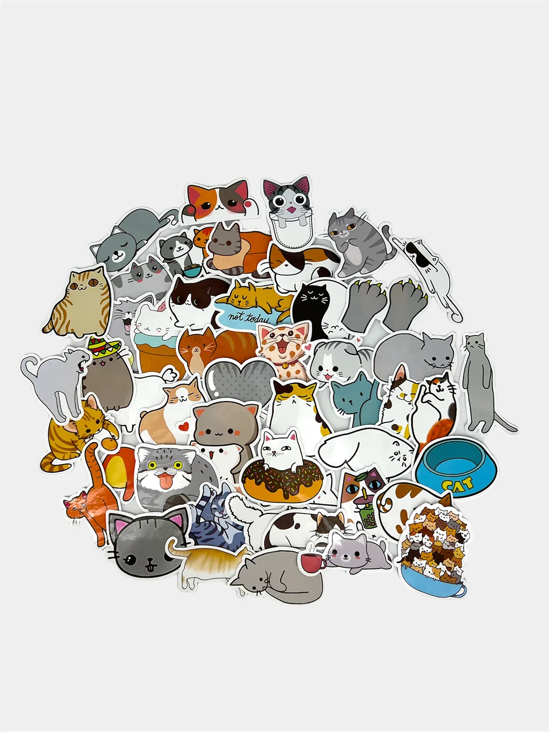 Бирюзовый стикеры мемы "Котики", 50 шт