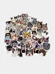 Бежевый меланж стикеры мемы "Котики", 50 шт