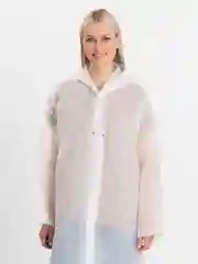 Белый дождевик с капюшоном, многоразовый UNISEX цвет белый,черный