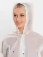 Белый дождевик с капюшоном, многоразовый UNISEX цвет белый,черный