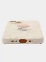 Бежевый чехол на Айфон / чехол на Apple Iphone 12 pro max 13 pro max / космонавт
