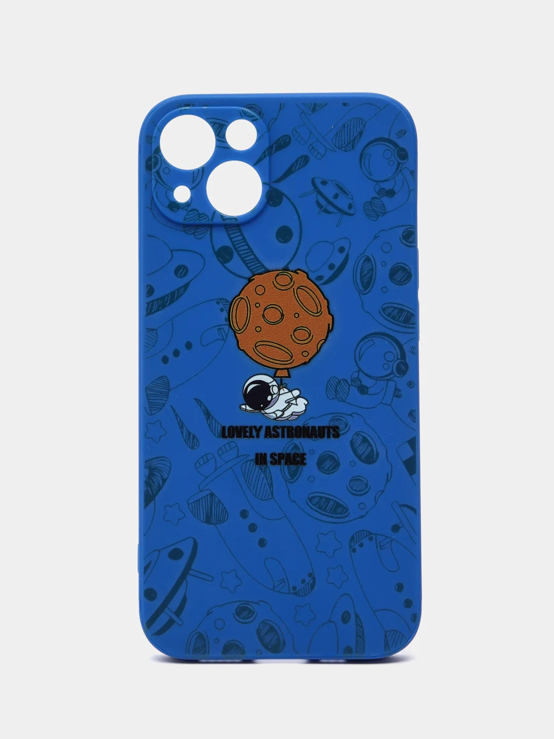 Темно-синий чехол на Айфон / чехол на Apple Iphone 12 pro max 13 pro max / космонавт