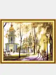 Алмазная мозаика "Храм" на подрамнике, 40 х 50 см, полная выкладка