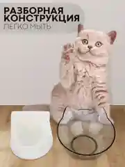 Белый миска для корма кошек и собак КАРТОФАН пластиковая, на подставке с автопоилкой, 4 вида