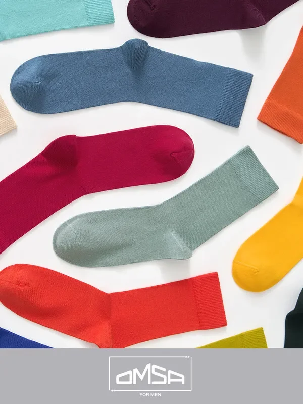 Разноцветный носки мужские OMSA ECO 401 Colors высокие длинные из хлопка набор 5 пар