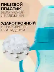Синий детский поильник бутылочка-непроливайка КАРТОФАН с силиконовой соской, с ручками, 180 мл