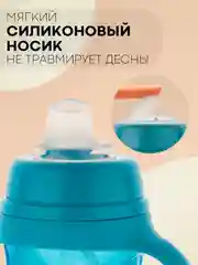 Синий детский поильник бутылочка-непроливайка КАРТОФАН с силиконовой соской, с ручками, 180 мл