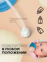 Синий детский поильник бутылочка-непроливайка КАРТОФАН с силиконовой соской, с ручками, 180 мл