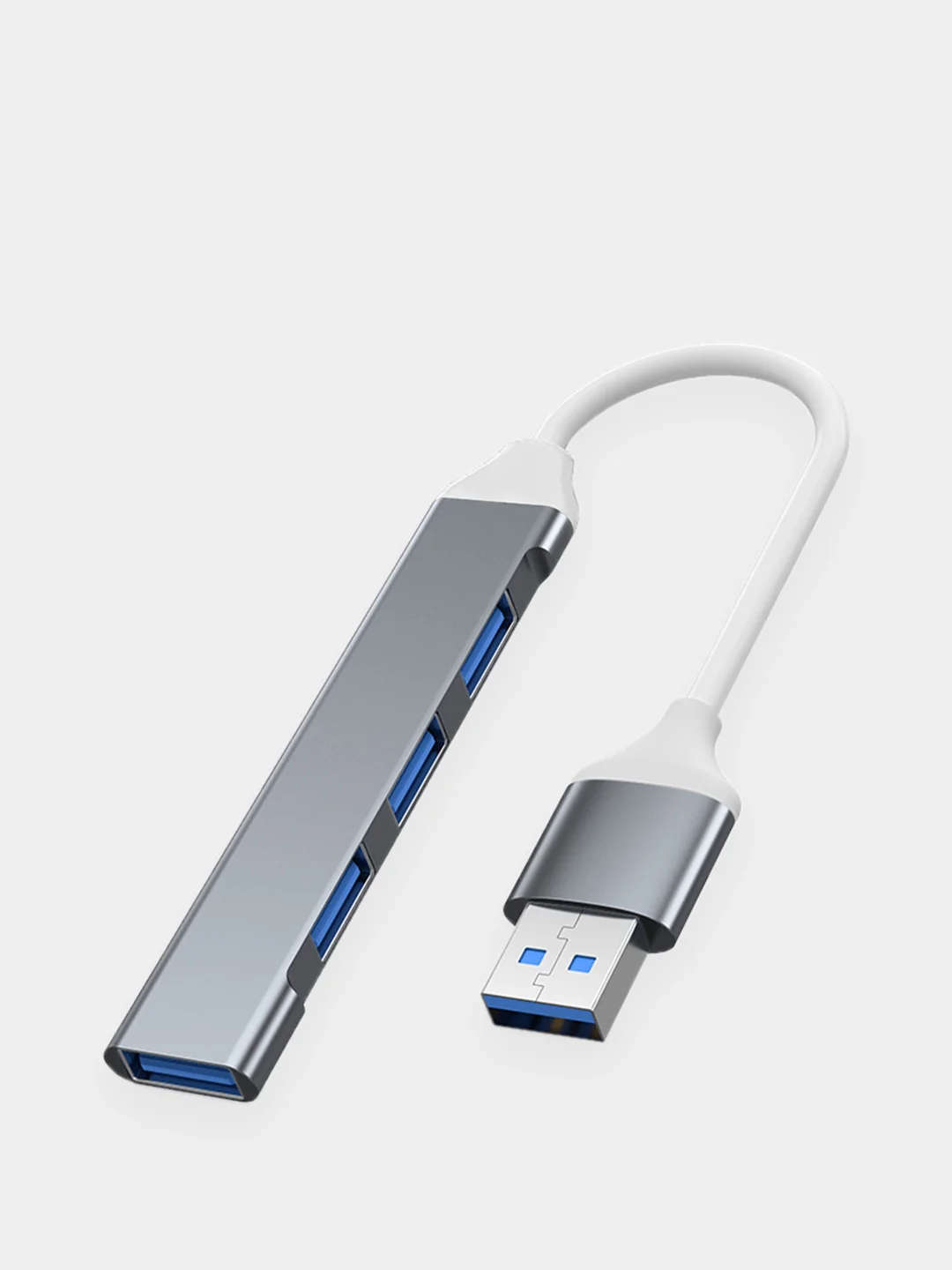 Серый хаб-концентратор usb hub 3.0, разветвитель на 4 порта