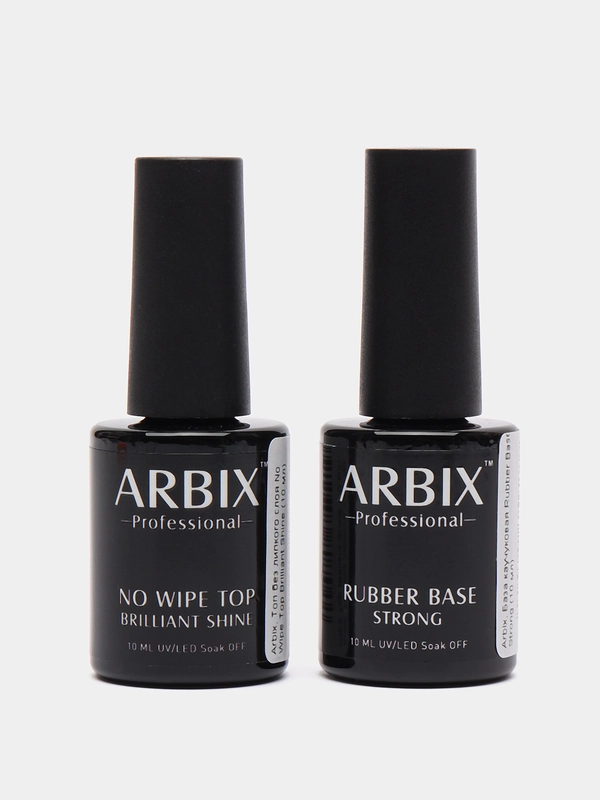 Arbix, набор: база Rubber Base Strong и топ без липкости No Wipe Top Brilliant Shine